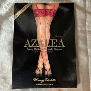 Honey Birdette Crimson Azalea Thigh High Suspender Stockings